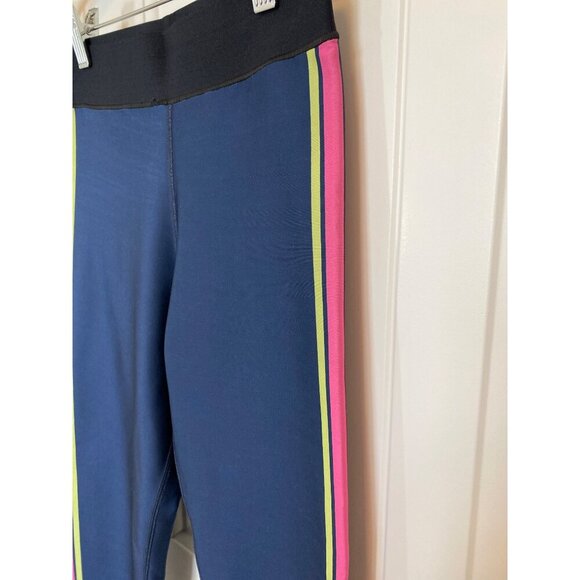 Ultracor Navy Leggings With Neon Pink Green & Red Stripes High-Waist, Small, EUC - Picture 5 of 7